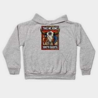 Take Me Home South Dakota Native American Bison Skull Kids Hoodie